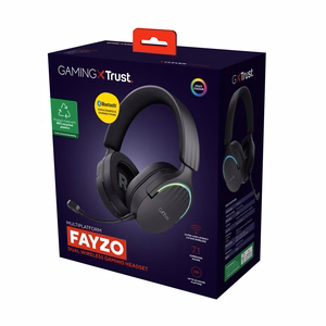 Trust GXT 491 Fayzo Austiņas ar mikrofonu vadu un bezvadu galvasspiede spēlēm USB Type-C Bluetooth melnas