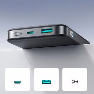 Joyroom JR-PBM12 внешний аккумулятор 10000mAh 22.5W совместимый с MagSafe, беспроводная зарядка 15W, с кольцевой подставкой - Чёрный