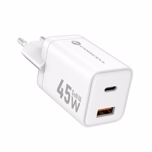 FORCELL F-ENERGY Mini GaN III VT-36 ceļojumu lādētājs ar 1 x Type C + 1x USB A pieslēgvietām, PD QC4.0 45W balts
