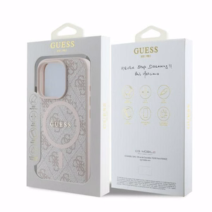 Guess 4G Gredzena klasiskā logotipa MagSafe iPhone 16 Pro viedtālruņa apvalks - rozā