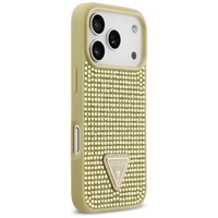 Guess Rhinestone Triangle Logo viedtālruņa apvalks iPhone 17 Pro - zelta