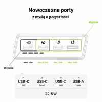 zaļš Cell PowerPlay20s - portatīvais lādētājs 20000 mAh with USB-A QuickCharge 3.0 and 2x USB-C Power Delivery 22.5W (melns)