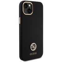 Guess Silikona Logo Strass 4G Viedtālruņa apvalks iPhone 15 Plus / 14 Plus 6.7" - melns