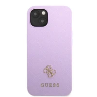Guess GUHCP13MPS4MU iPhone 13 6.1" violets/violets cietais apvalks Saffiano 4G mazs metāla logotips
