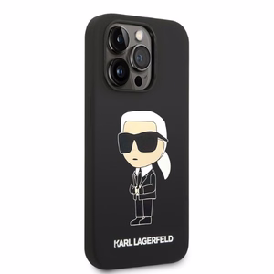 Karl Lagerfeld Silicone Ikonik vāciņš ierīcei iPhone 14 Pro, ar MagSafe, melns