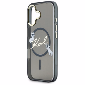 Karl Lagerfeld IML Choupettes Karl Script Logo MagSafe iPhone 17 Maciņš - melns