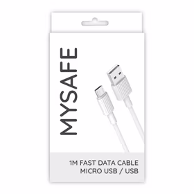 MYSAFE NB Kabelis P156 MICRO USB 1M balts