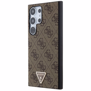 Guess Grip Stand 4G Triangle Strass apvalks Samsung Galaxy S24 Ultra - brūns