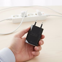 FORCELL F-ENERGY GaN III B125101-E īpaši plāns ceļojumu lādētājs 1 x Type C + USB A PD QC4.0 3A 25W melns