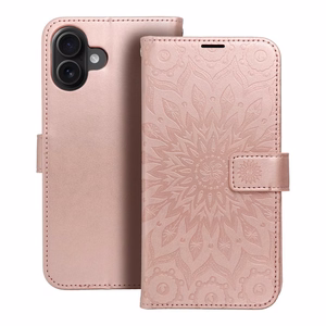 MEZZO grāmatas apvalks IPHONE 16 Plus mandala rozā zelts