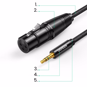 Ugreen AV182 audio kabelis 3.5mm mini jack (tēviņš) - XLR (mātīte) 1m - melns