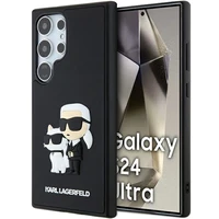 Karl Lagerfeld 3D gumijas Karl&Choupette viedtālruņa apvalks Samsung Galaxy S24 Ultra - melns