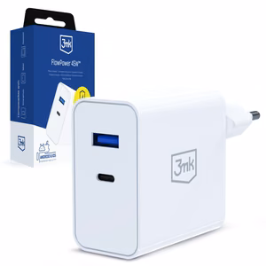 3mk FlowPower 45W 1A1C PD3.0 QC4+ sienas lādētājs - balts