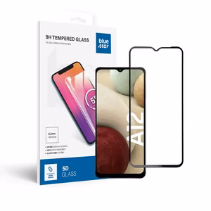 Tempered glass to Samsung Galaxy A12 (full glue / case friendly) Blue Star 5D black