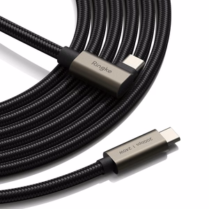 Ringke 3.2 gen. 2x2 USB-C, PD 3.1 240W 2m leņķveida kabelis - melns