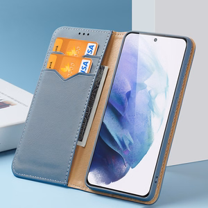 Dux Ducis Hivo ādas atverams vāciņš īstas ādas maks kartēm un dokumentiem Samsung Galaxy S22 + (S22 Plus) zils