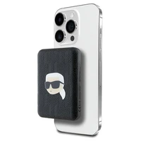 Karl Lagerfeld Magnētiskais indukcijas Portatīvais lādētājs KLPB5FPGKSKIHK 16W 5000mAh melna/melna Karl Head Pin