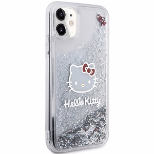 Hello Kitty šķidruma spīguļu piekariņa kaķa galvas viedtālruņa apvalks iPhone 11 / Xr - sudraba