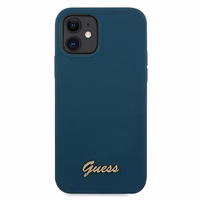 Guess GUHCP12SLSLMGBL iPhone 12 mini 5.4" zils/zils cietais apvalks Metal Logo Script
