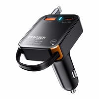 Automašīnas lādētājs Essager "Yttrium" melns 65W (integrēts Type-C kabelis)