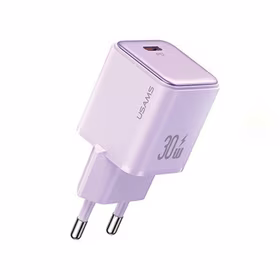 USAMS Tīkla lādētājs 1xUSB-C PD30W 3A (tikai galviņa) PD3.0 Fast Charging violets X-ron Series CC186TC03 (US-CC186)