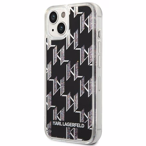 Karl Lagerfeld KLHCP14SLMNMK iPhone 14 6.1 "cietais viedtālruņa apvalks melns / melns šķidrais mirdzums Monogram