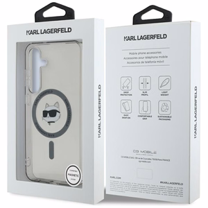 Karl Lagerfeld Poga Choupette Galva Drukāts Logotips Magnētiskais Samsung Galaxy S25 viedtālruņa apvalks melna