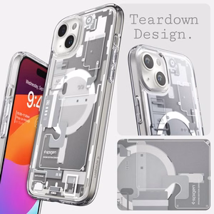 Spigen Ultra Hybrid Mag apvalks ar MagSafe iPhone 15 Plus - balts (Zero One raksts)