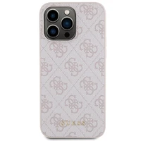 Guess 4G Metal Gold Logo viedtālruņa apvalks iPhone 15 Pro Max - rozā