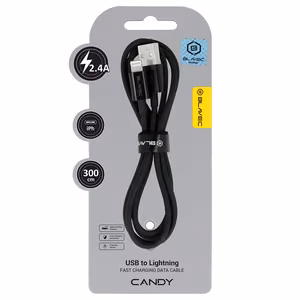 Blavec Кабель Candy плетёный - USB to Lightning - 2,4A 3 метра Apple CarPlay (CCA-UL24B30) чёрный