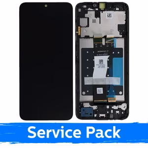 LCD displejs saderīgs ar Samsung A057 A05s melns ar rāmi (Service Pack)