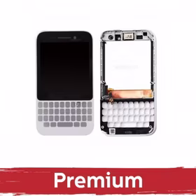 LCD Displejs Saderīgs ar Blackberry Q5 Balts ar Frame OEM