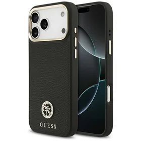 Guess Graudains Strass Logotips Magnētiskais viedtālruņa apvalks iPhone 17 Pro Max - melns
