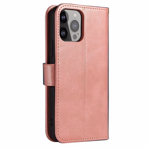 Magnet Case elegants grāmatas tipa apvalks ar statīvu iPhone 13 Pro rozā