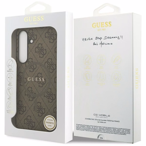 Guess 4G Ring Classic Logo Magnētiskais viedtālruņa apvalks Samsung Galaxy S25 FE - brūna