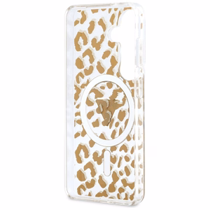Guess maciņš IML Leopard Print Triangle MagSafe for Samsung Galaxy S26 brūns