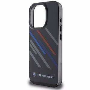BMW Motosport IML nejaušas svītras iPhone 16 Pro apvalks - melns