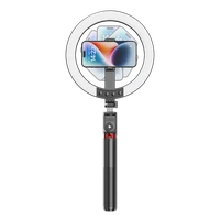 Blavec Selfie gredzena lampa Aluminium Aura LED RGB gredzens P-50 25cm statīvs + tālvadības pults + 2,3 metri (RLP50-TRB23) melna