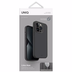 Uniq Lino Hue Magclick uzlādes viedtālruņa apvalks iPhone 14 Plus - pelēka