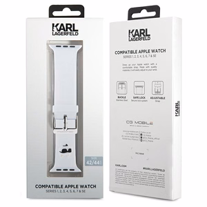 Karl Lagerfeld 3D резиновый ремешок Choupette Head Apple Watch 42/44/45/49mm - белый