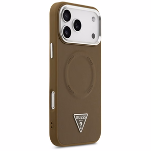 Guess Trīsstūra logotipa magnētiskais apvalks iPhone 17 Pro - brūns