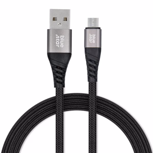 Cable USB A to Micro USB Blue Star 2A with braid 1,2 m TFK-DC-003 black
