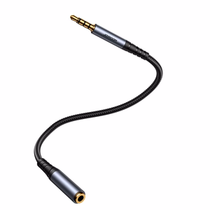 Joyroom SY-A09 AUX pagarinātāja kabelis no 3,5 mm mini jack sieviešu uz 3,5 mm mini jack vīriešu, pīts, 1,2 m (melns)