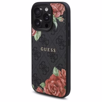 Guess GUHMP16LP4ROPEMCK iPhone 16 Pro 6.3" melns/melns cietais apvalks 4G Ziedu Druka Magnētiskais