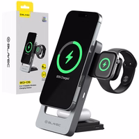 Blavec indukcijas lādētājs BQI-05 Qi 15W magnētiskais Magsafe 3 in 1 UniCharge (BQI05-QIMS) sudraba krāsā