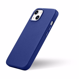 iCarer Litchi Premium ādas viedtālruņa apvalks iPhone 14 Plus Magnētiskais ādas apvalks ar MagSafe Tumši zils (WMI14220711-DB)