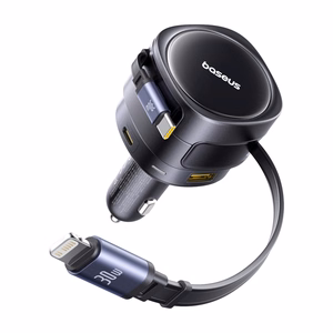 Baseus Enjoyment Max 90W automašīnas lādētājs 2x USB-C + USB-C un Lightning kabelis - melns