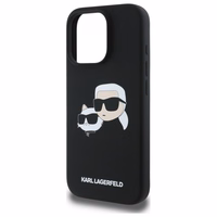 Karl Lagerfeld silikona magnētiskais viedtālruņa apvalks iPhone 16 Pro Max ar galvu attēliem - melns