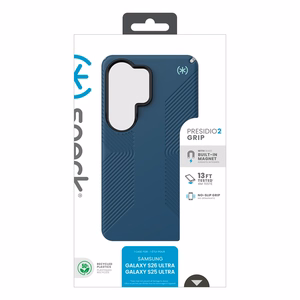 Speck Presidio2 Grip Magnet MagSafe vāciņš ierīcei Samsung Galaxy S26 Ultra, dziļjūras zils / metāliski sudraba / Spell Blue