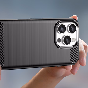 Carbon viedtālruņa apvalks iPhone 16 Pro Max silikona apvalks - melns